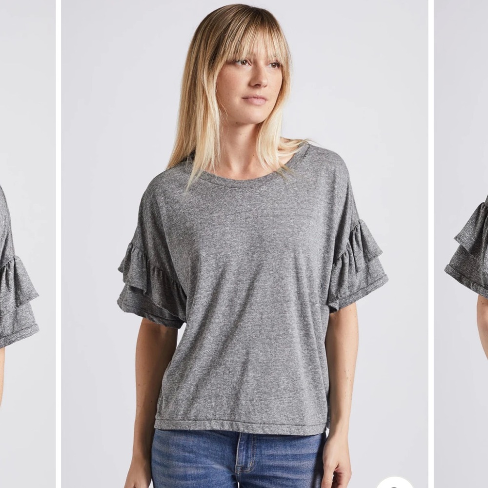 [Current/Elliott] Ruffle Roadie Tee - Grey